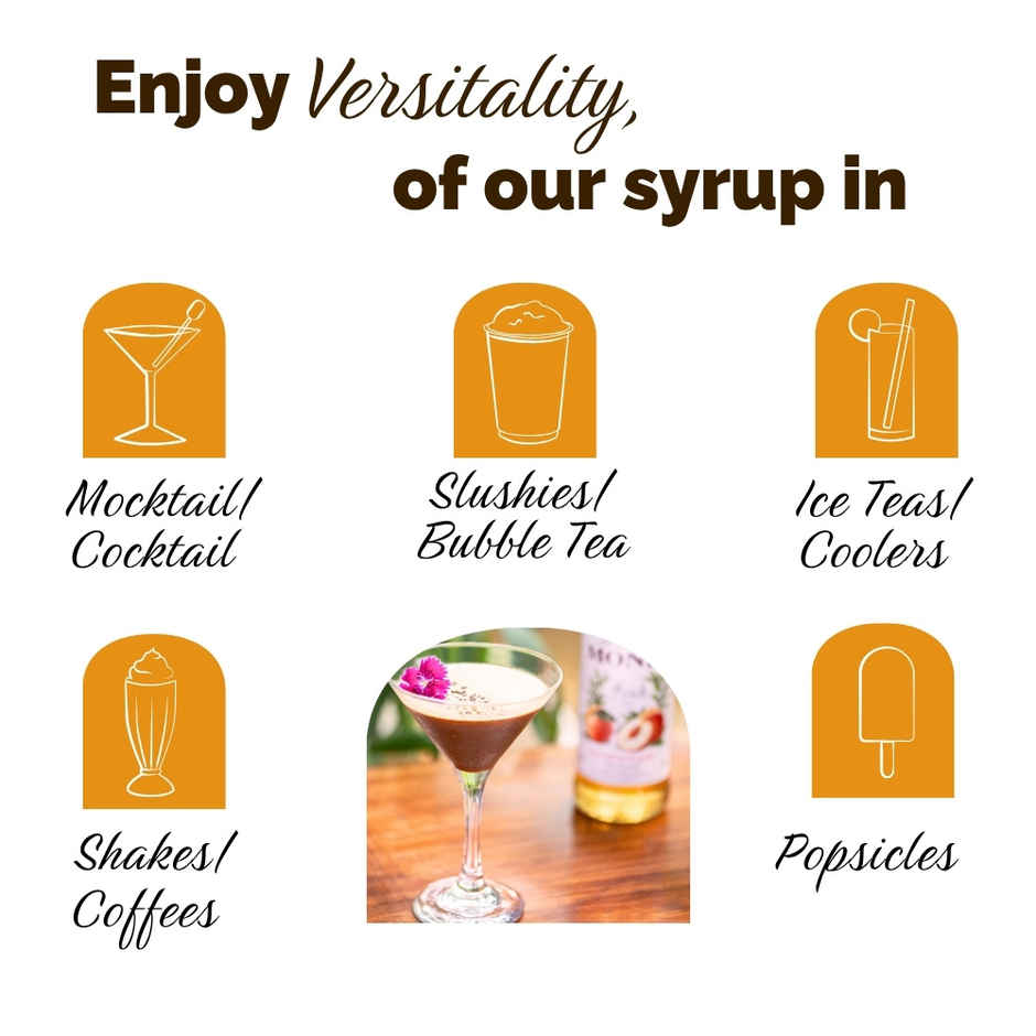 Monin Peach Syrup For Cocktail |Mocktails |Mixers