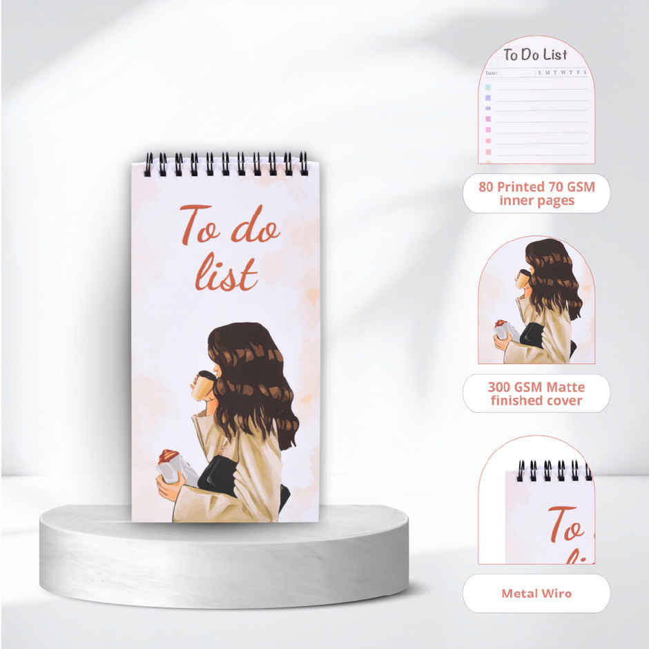 Papboo To-Do List With 80 Planing Pages 4*8 Inches, 70 Gsm Paper - Coffee Girl
