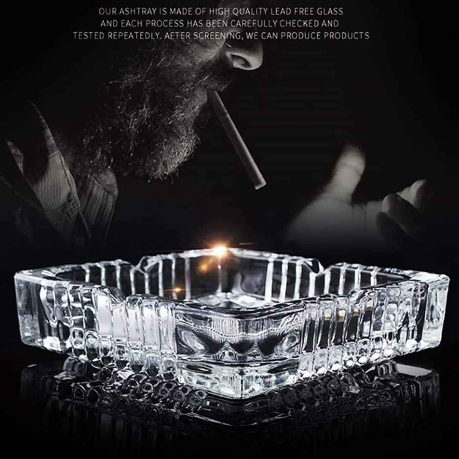 Capsicum Ash Tray Square Designer Transparent Crystal Quality Glass