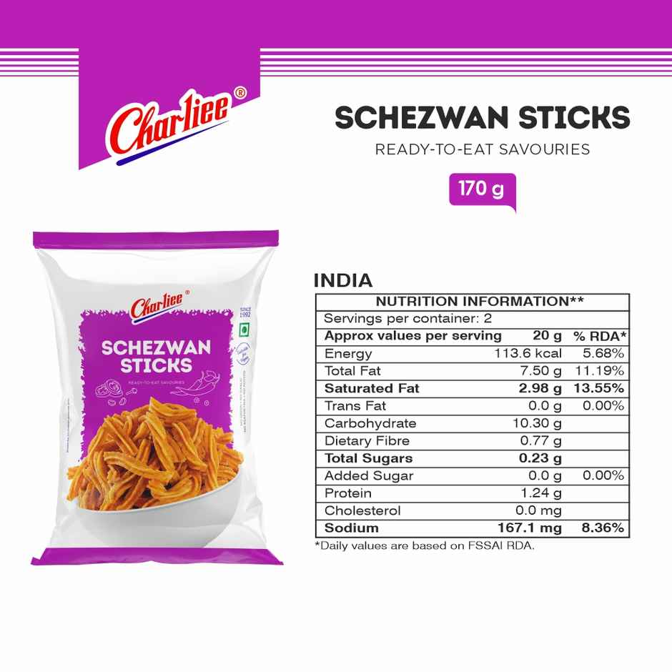 Charliee Schezwan Sticks | Spicy Snack Sticks