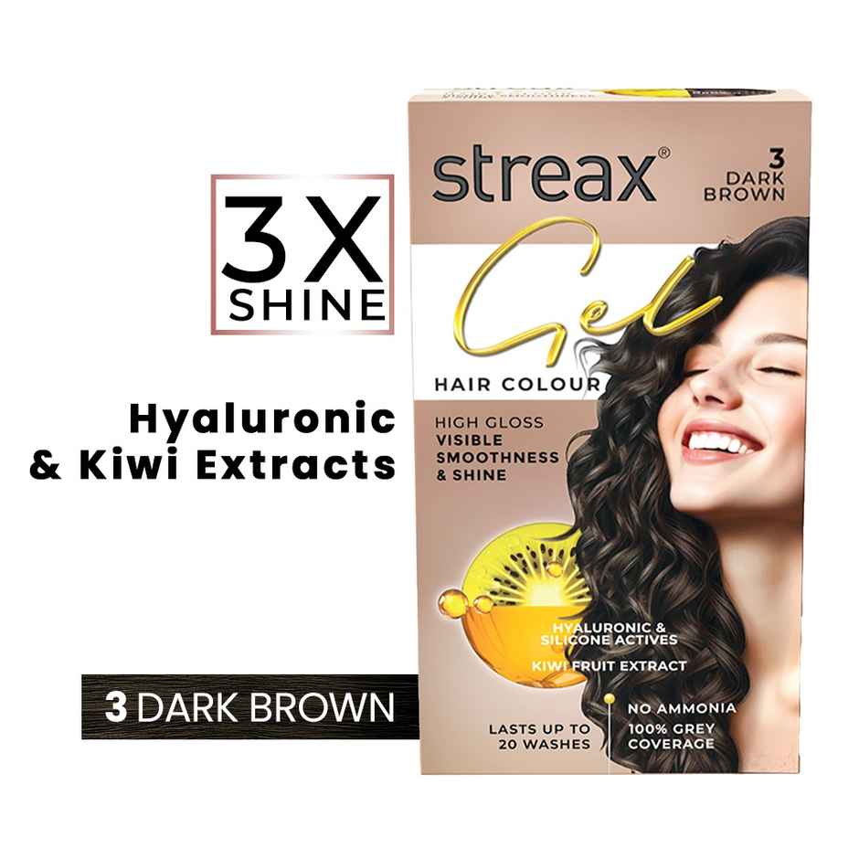 Streax Gel Hair Colour For Women, Dark Brown 3 |100% Grey Coverage