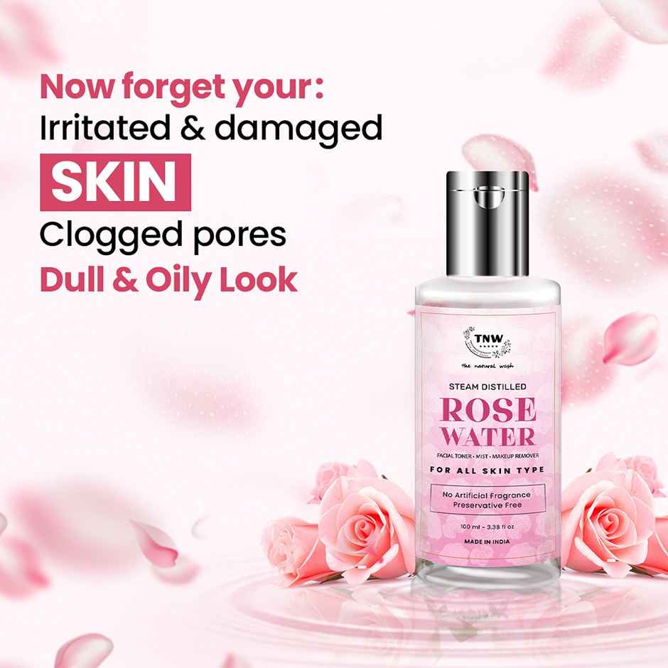 The Natural Wash Steam Distilled Rose Water for Toning & Hydrating | No Artificial Fragrance