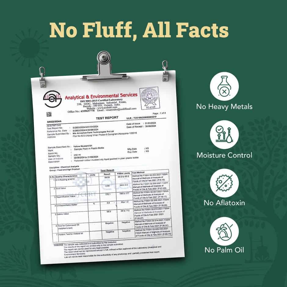 Anveshan Yellow Mustard (Sarson) Wood Cold Pressed Oil