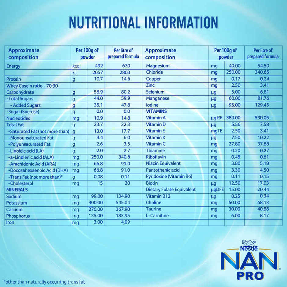 Nestle NAN PRO Stage 1 Infant Formula | 0 - 6 M