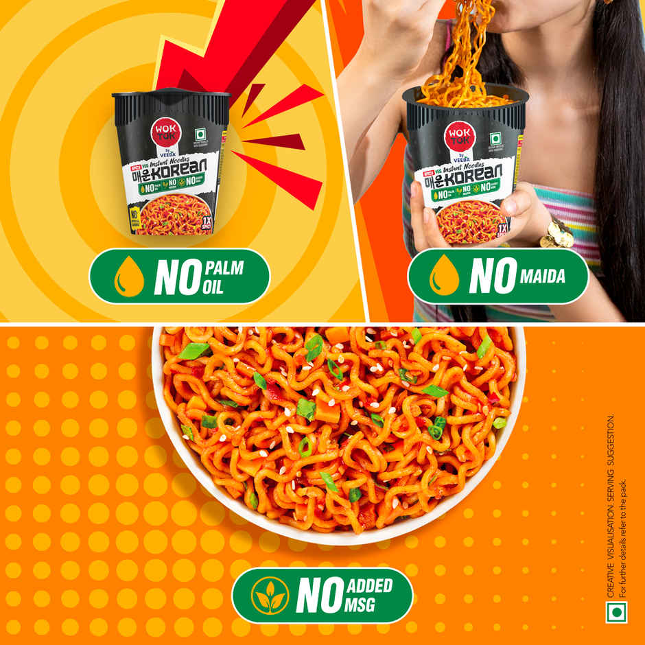Wok Tok by Veeba Instant Cup Noodles Spicy Korean Combo