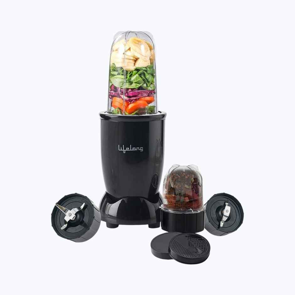 Lifelong Regalia PowerNutri (LLNBB001) Mixer/Grinder/Blender/Shaker, 2 Stainless Steel Blades,2 Unbreakable Jars, 450 W Powerful Copper Motor - Black