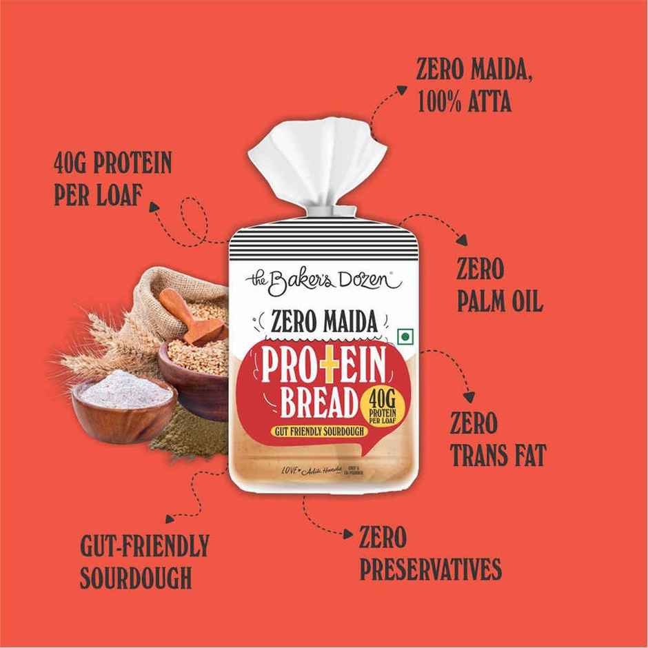 The Baker's Dozen Zero Maida Protein Bread | Clean Label | Healthy Bread | Whole Wheat Atta Bread