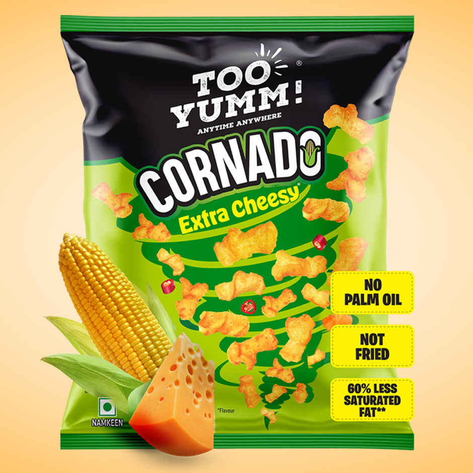 Too Yumm Extra Cheesy Crunchy Cornado, 60%  Less Saturated Fats, No Palm Oil Healthy Cheese Puffcorn Combo