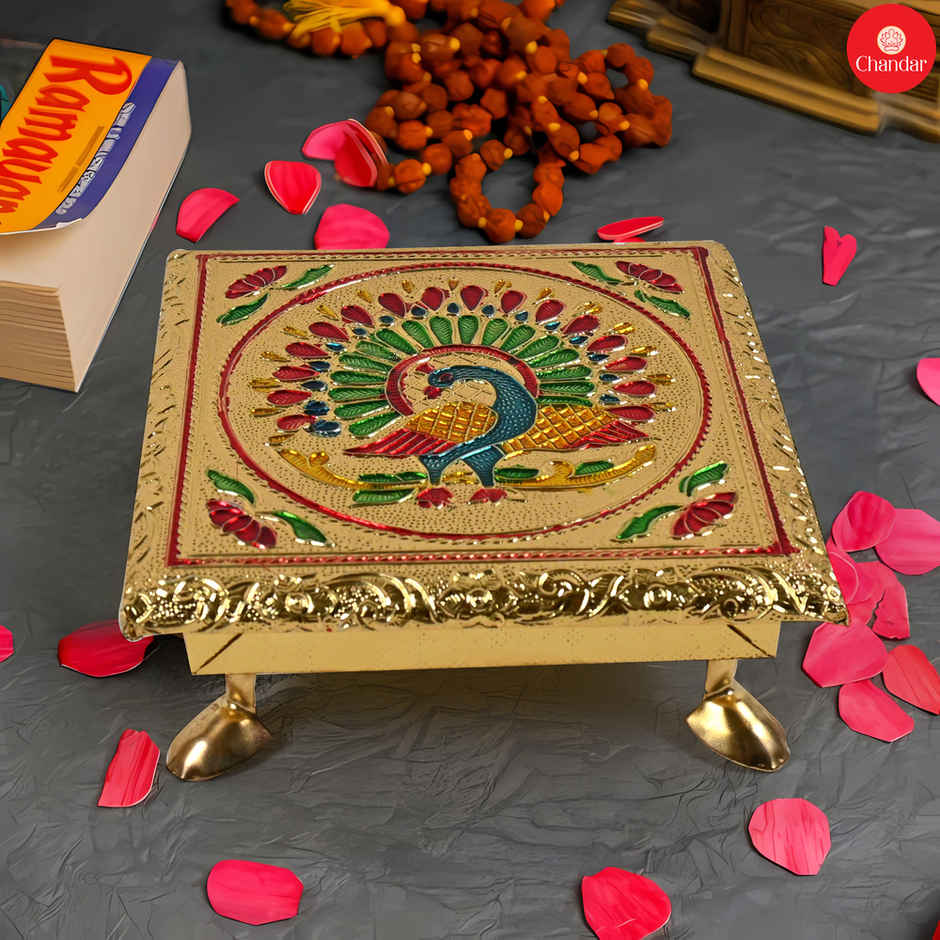 Meenakari Design Puja Chowki | 6 inch | Chandar