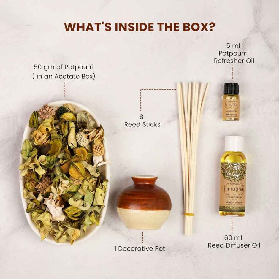 IRIS Amogha Lemongrass Fragrance Reed Diffuser Gift Set