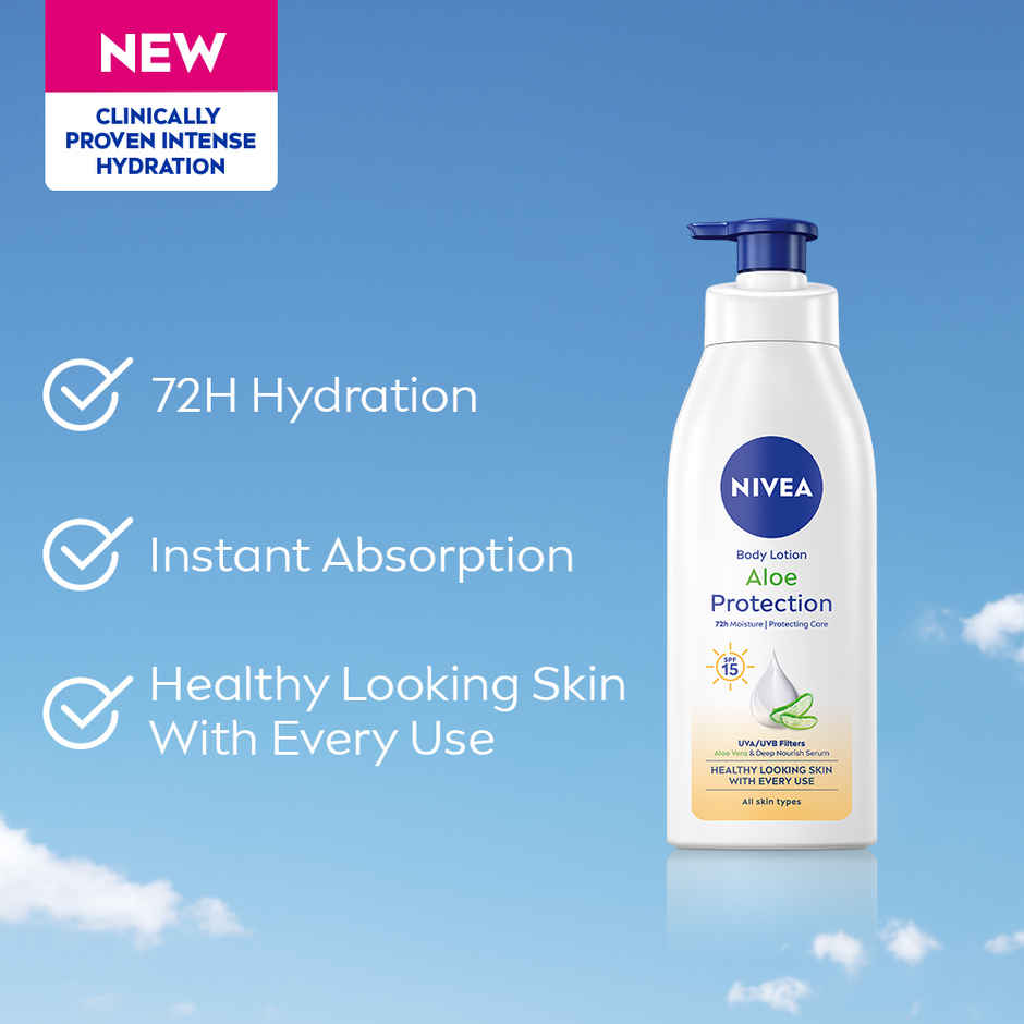 NIVEA Aloe Protection Body Lotion SPF 15|Aloe Vera Extracts & Deep Moisture Serum|Men & Women