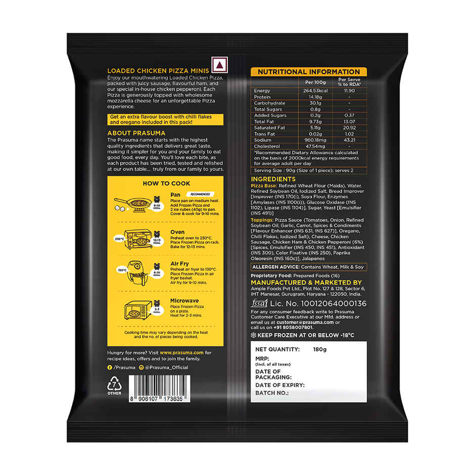 Prasuma Loaded Chicken Pizza Minis