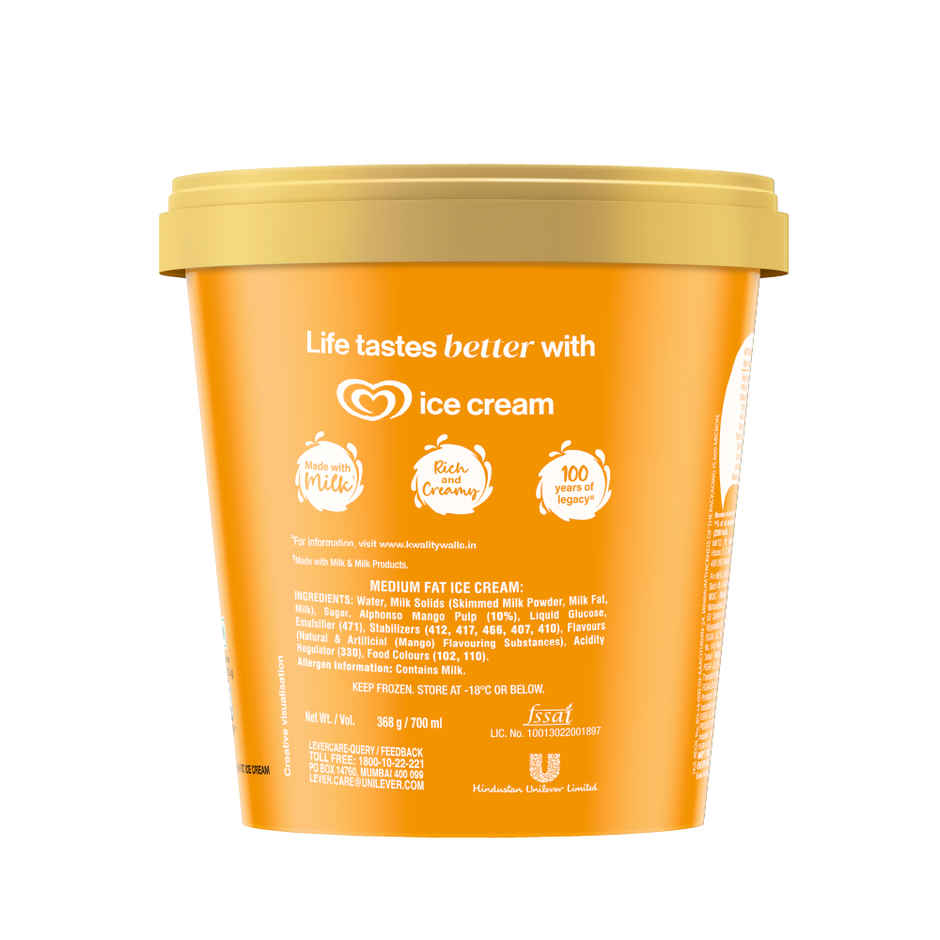 Kwality Wall's Alphonso Mango Ice Cream Tub