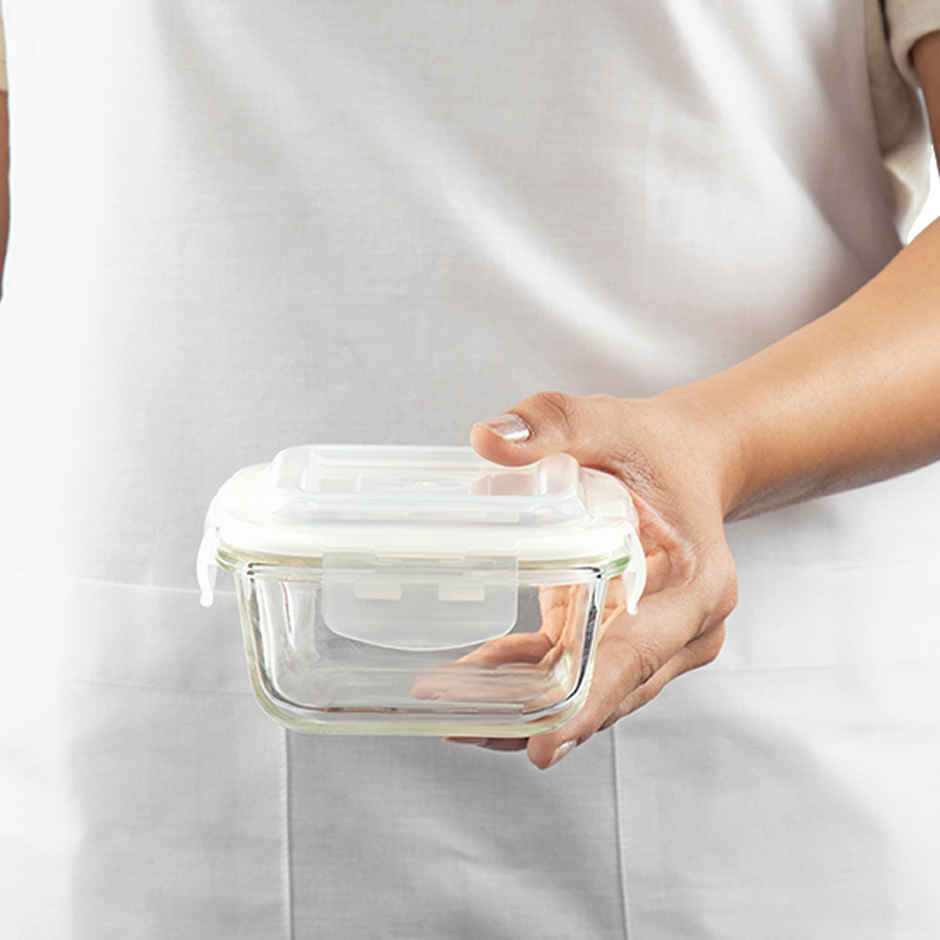 Borosil Klip N Store Storage Container With Airtight Lid (320 ml) | Borosilicate Glass