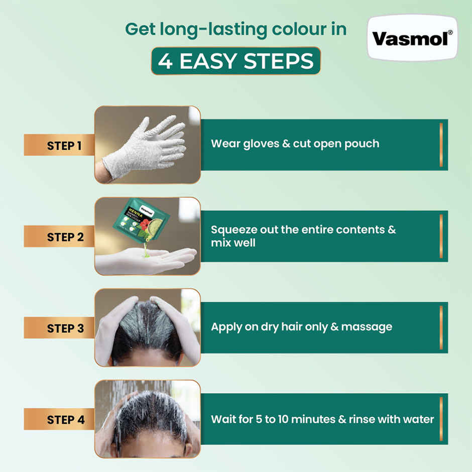 Vasmol Henna Shampoo Hair Colour Natural Black