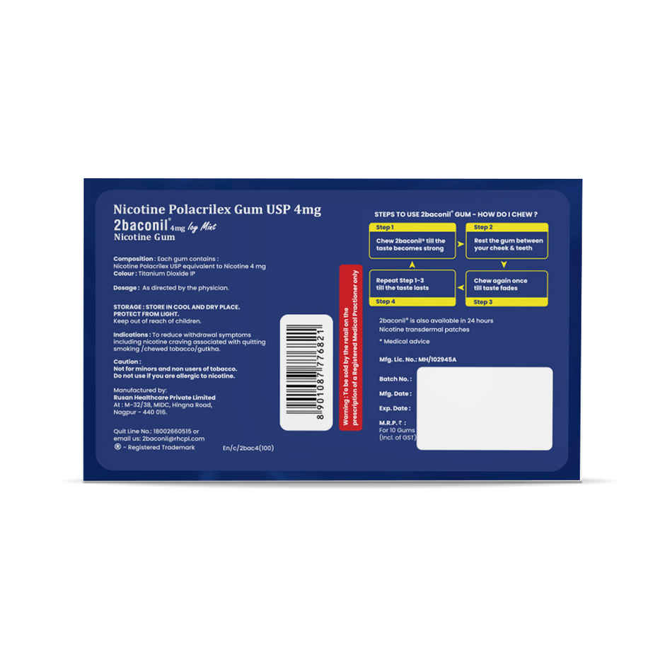 2baconil 4mg Icy Mint Sugar Free Nicotine Gum