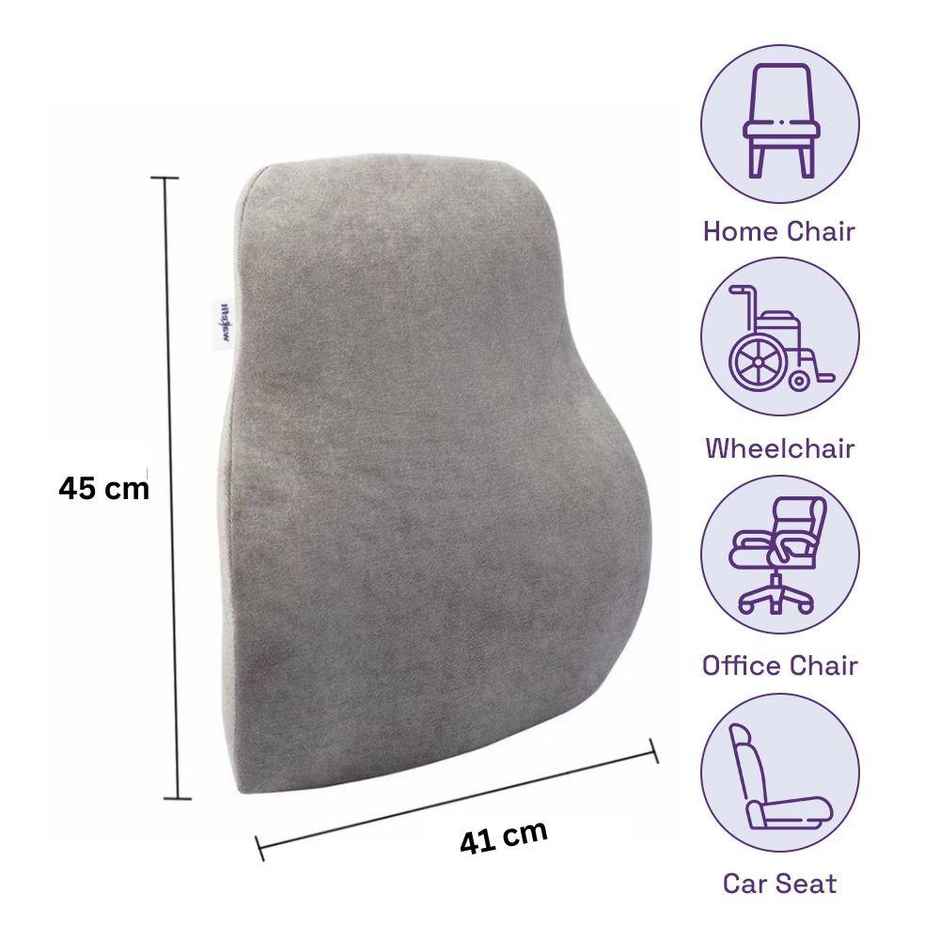 Wakefit Back Support Cushion | Lumbar, Lower Back & Upper Back Support ain Relief Grey