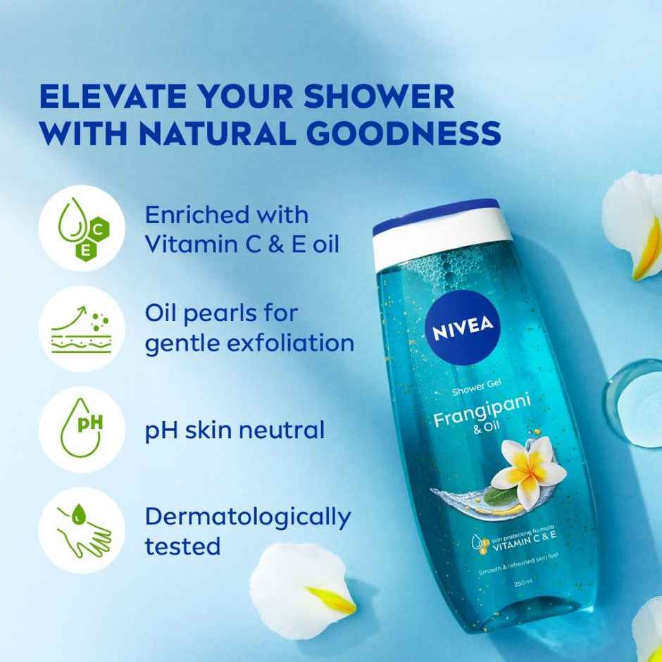 Nivea Frangipani & Oil Shower Gel (250ml) & Nivea Waterlily & Oil Shower Gel (250ml) & Nivea Shower Gel Lemon & Oil (250ml) Combo