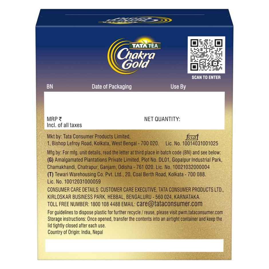 Tata Tea Chakra Gold Premium Leaf Tea Rich Aroma & Taste Black Tea With Leaf