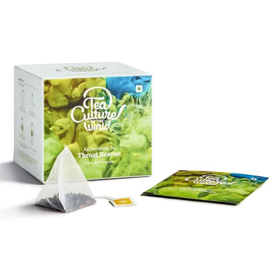Tea Culture of The World Throat Rescue Green Tea Bags