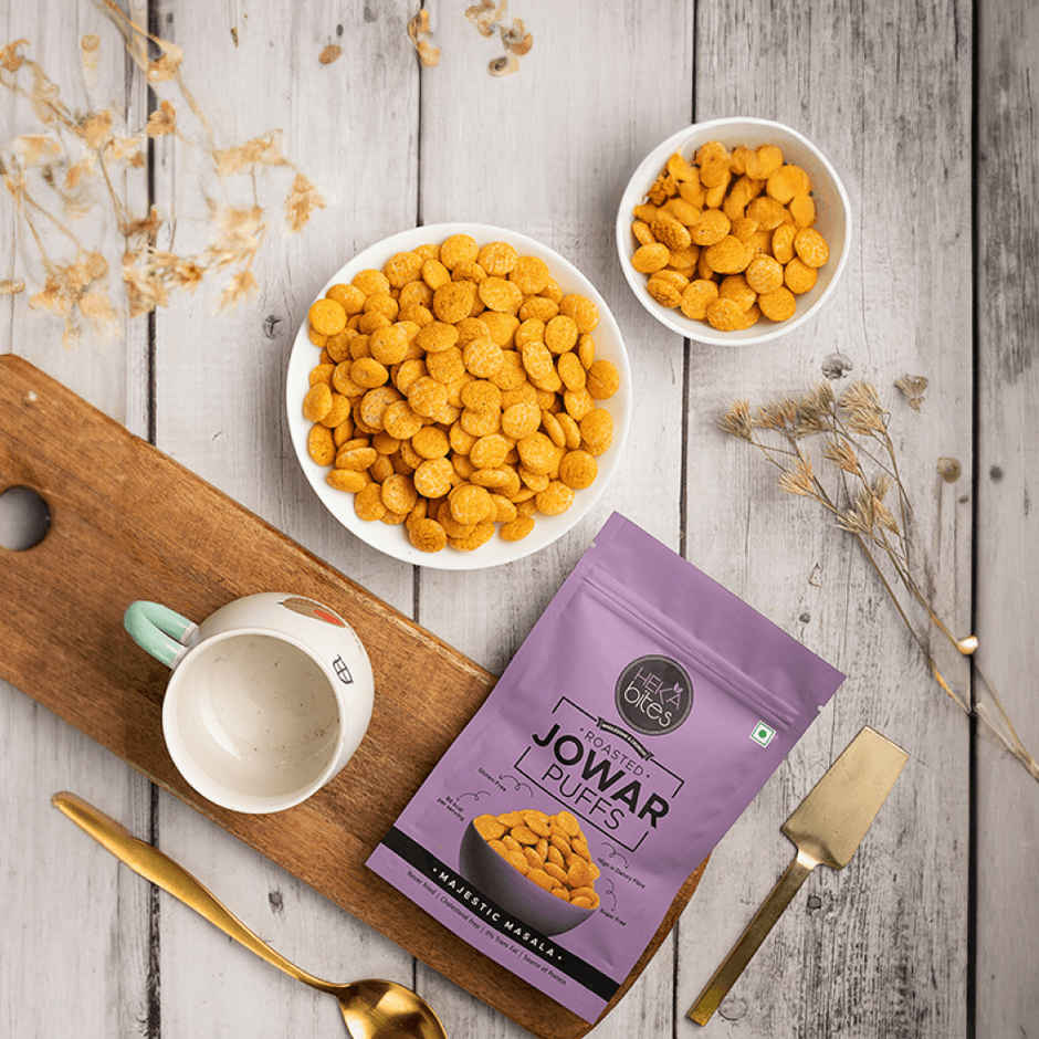 Heka Bites Roasted Jowar Puffs Majestic Masala (40g) & Renee Madness Ph Stick Lipstick (3g) Combo