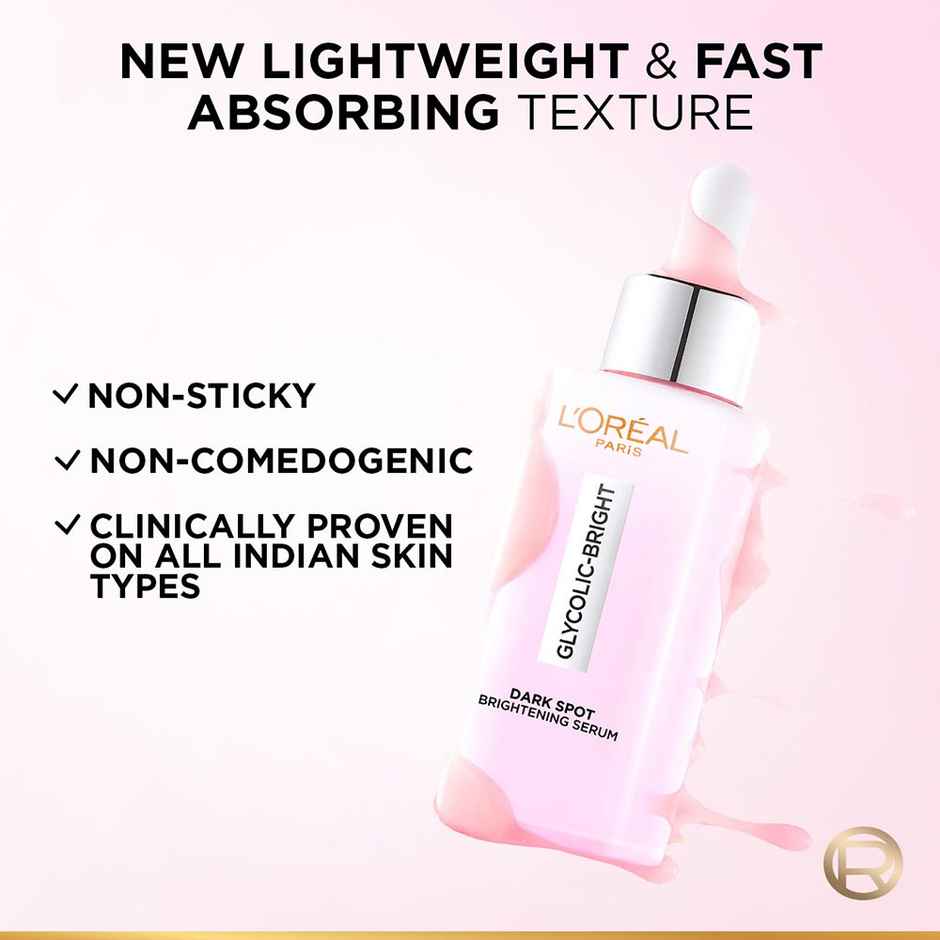 L'Oreal Paris Glycolic Bright 8% Melasyl + Niacinamide Face Serum for Brightening Dark Spots