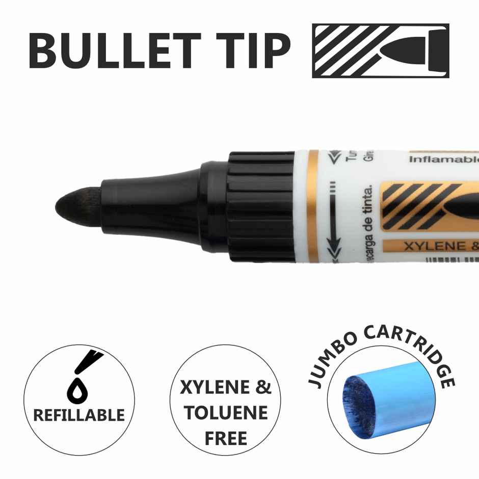Pentel MW45 White Board Marker Bullet Tip Single Black Ink