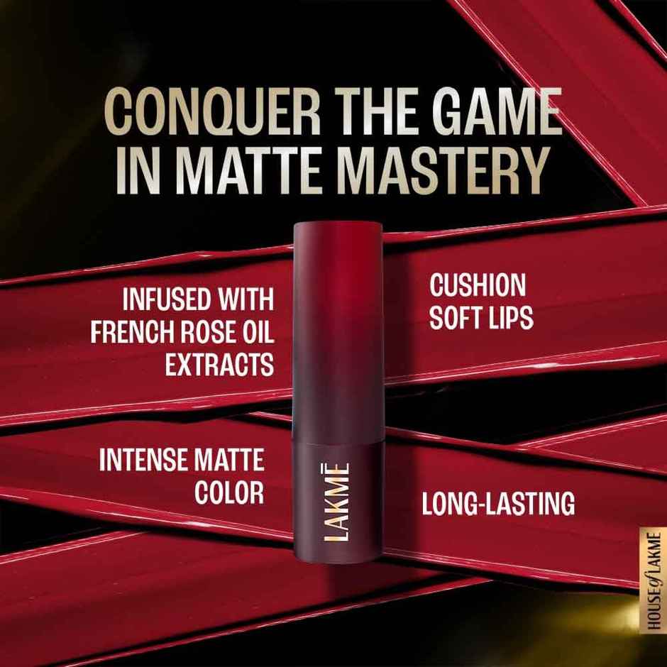 Lakme Forever Matte Lipstick, Made With French Rose Oil Extracts, Purple Diamond