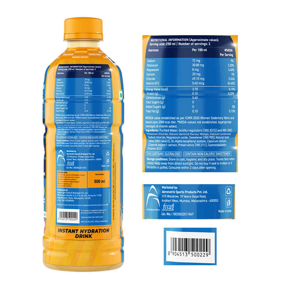Fast&Up Reload  Zero Sugar Hydration Drink | Delicious Mango Crush Electrolytes