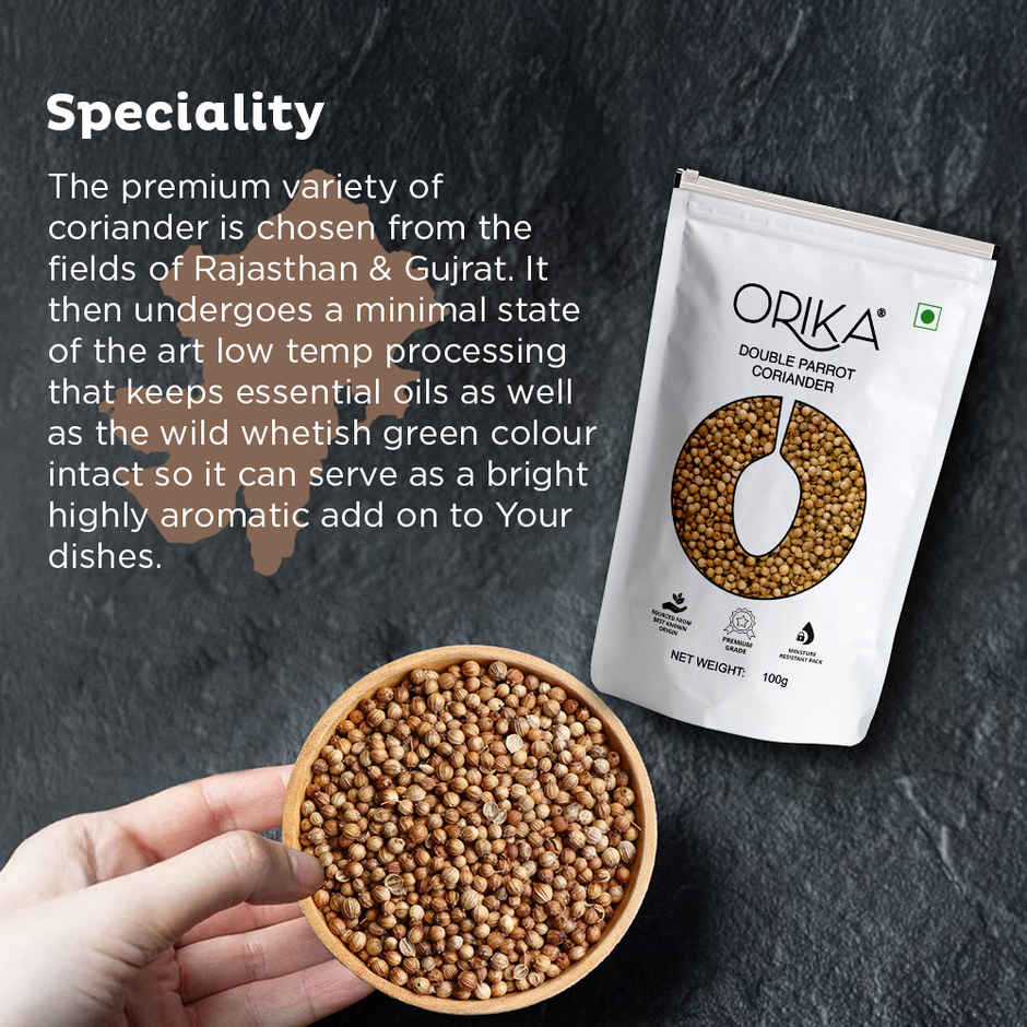 Orika Double Parrot Coriander Whole | Sabut Dhania