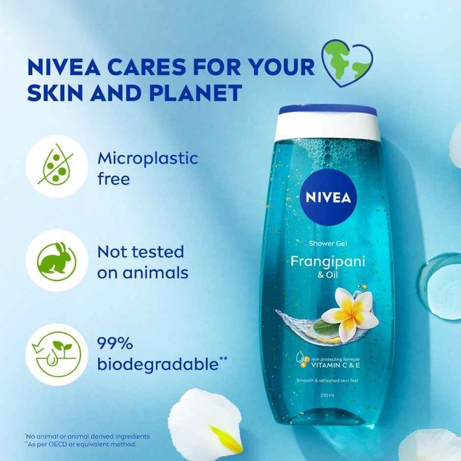 Nivea Frangipani & Oil Shower Gel (250ml) & Nivea Waterlily & Oil Shower Gel (250ml) & Nivea Shower Gel Lemon & Oil (250ml) Combo