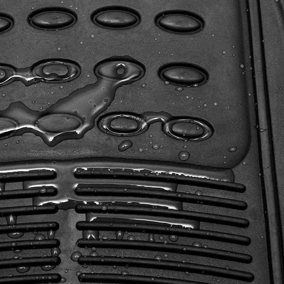 Motorzee Rubber Mats Car Foot Mats (Black,Set of 4Pcs) Universal for All Cars