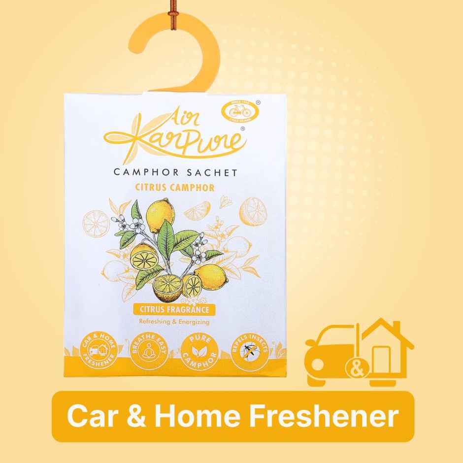 Citrus Camphor Sachet by Air Karpure | Car, Bathroom, Wardrobe & Room Freshener|From House of Cycle