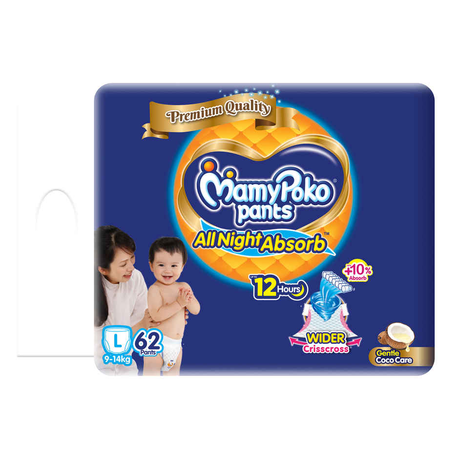 Mamypoko All Night Absorb Pant Style Diaper | L | 62 pcs