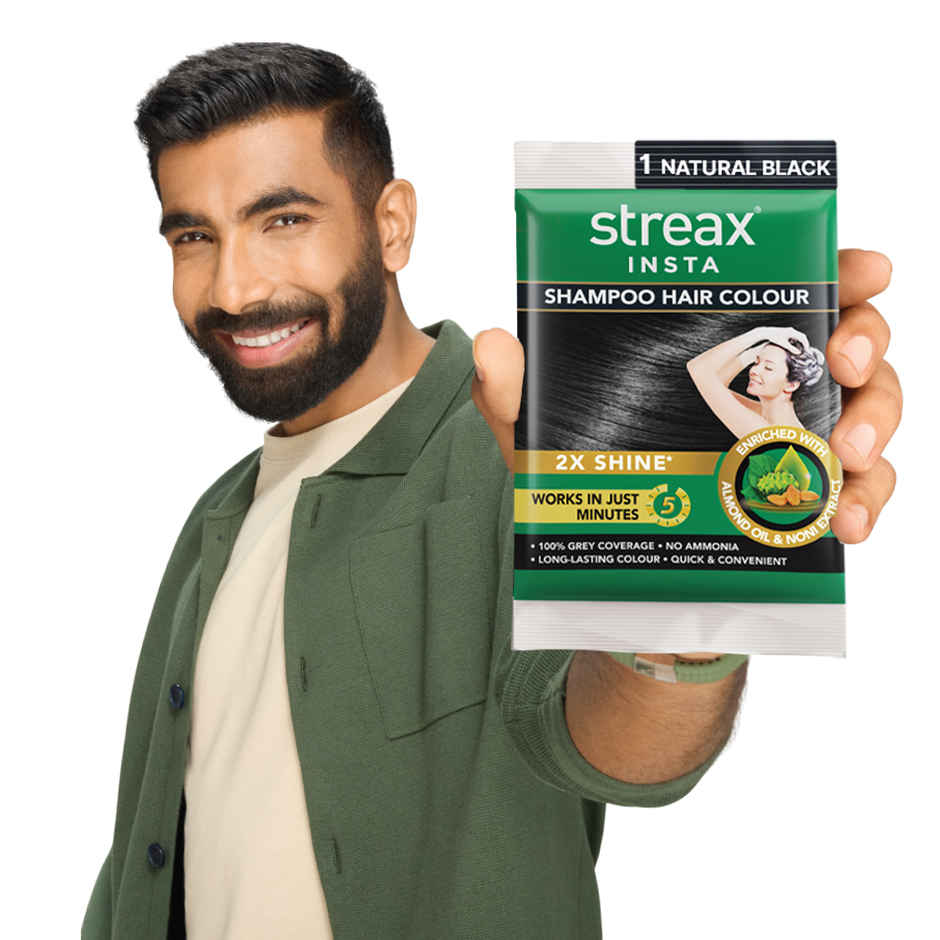 Streax Insta Shampoo Hair Colour | Natural Black