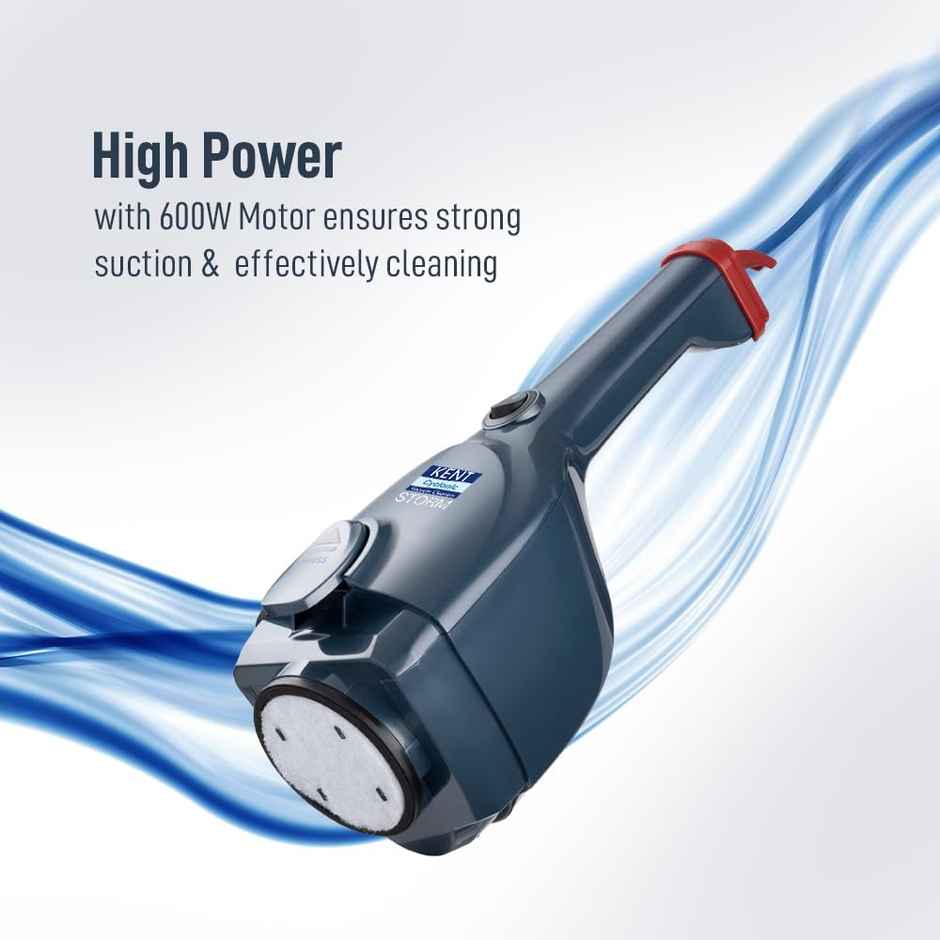 KENT 600W Storm Vacuum Cleaner, 14 kPa, Cyclone5 Technology and HEPA Filter, Bagless Design, Ideal for Floors, Curtains, Carpets, Sofa - Grey