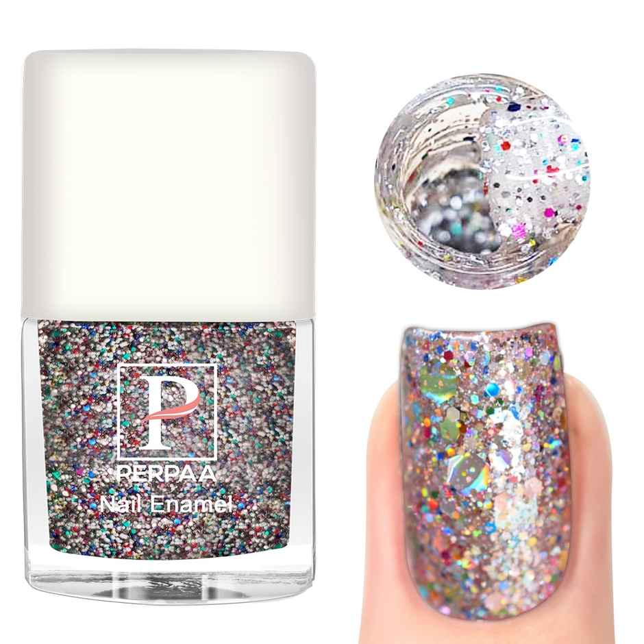 PERPAA Beauty Glitter Nail Paint | Silver