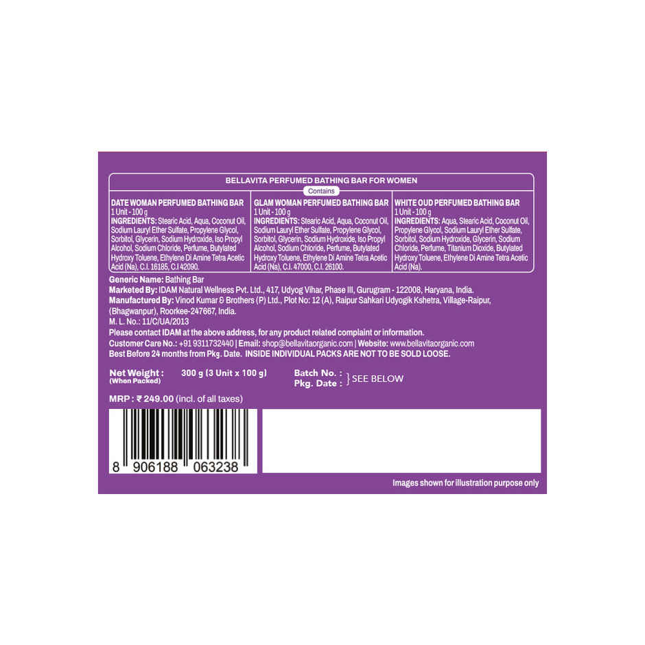 Bella Vita Perfumed Bathing Soap For Women 3 X 100 gm