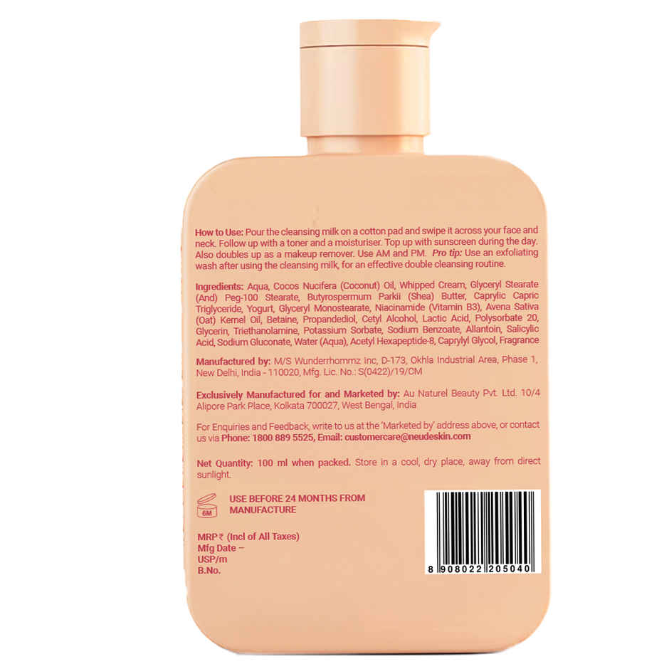 Be Neude Peptide Face Cleansing Milk With Whipped Cream & Yogurt For Deep Pore Cleansing