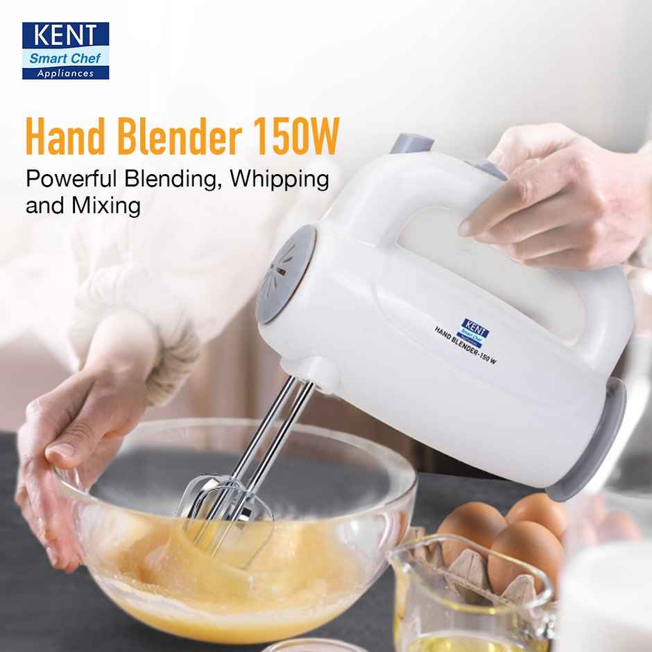 Kent 150W 16050, 5 Speed Control, Overheating Protection, Plastic Body Hand Blender (White)