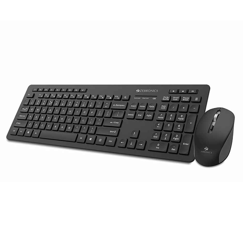 Zebronics Zeb-Companion 500 2.4GHz Wireless Keyboard & Mouse Combo, USB Nano Receiver, Chiclet Keys, Ultra Silent, Power On/Off Switch, Rupee Key, for PC/Mac/Laptop - Black