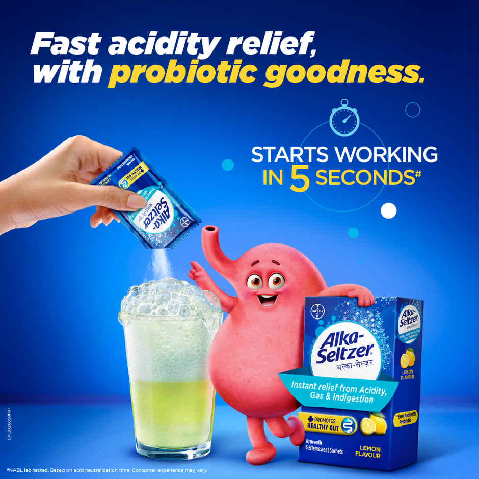Alkaseltzer Lemon Flavour Instant Relief from Acidity, Gas & Indigestion
