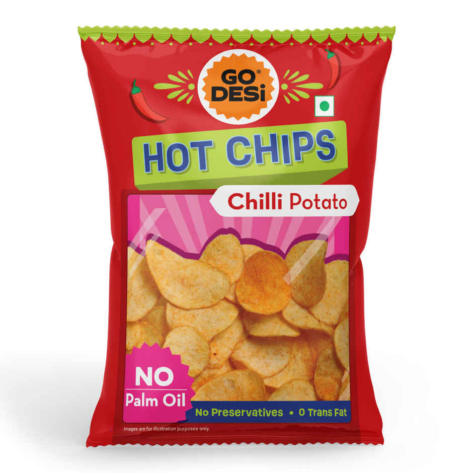 GO DESi Hot Chips Chilli Potato | No Palm Oil
