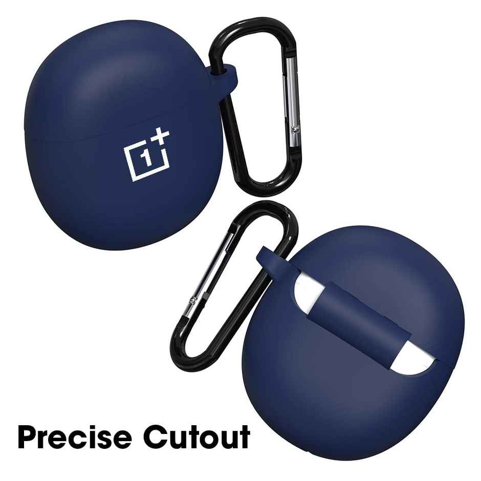 Sounce Silicone Case Cover for OnePlus Nord Buds CE | Shockproof with Keychain & LED Visible | Blue