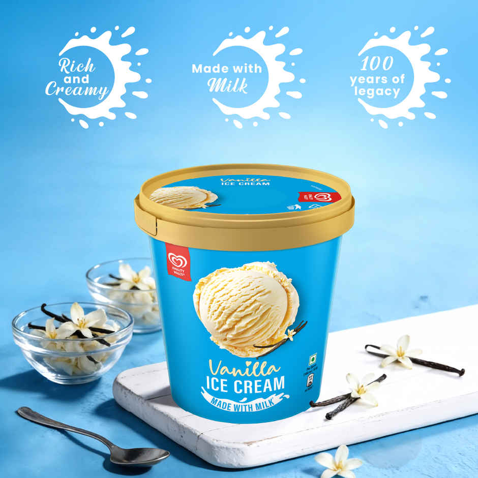 Kwality Wall'S Shameless Vanilla Tub(700ml) & Britannia Treat Creme Wafers - Vanilla(55gms) Combo