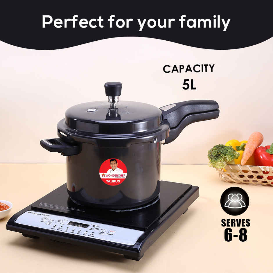 Wonderchef Taurus Hard Anodized Outer Lid Pressure Cooker 5 L