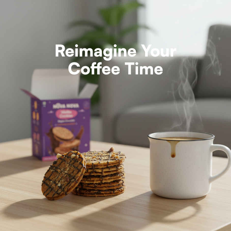 Nova Mini Waffle Cookies - Belgian Chocolate Waffle Biscuits | Preservative-free Combo