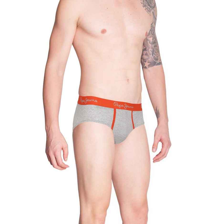 Pepe Jeans Men's Solid Grey Melange Brief - M