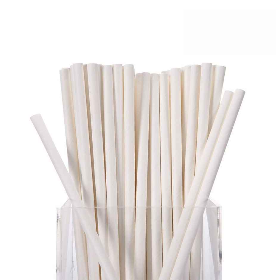 Tempware Disposable White Straw Pack Of 50 (8*10)