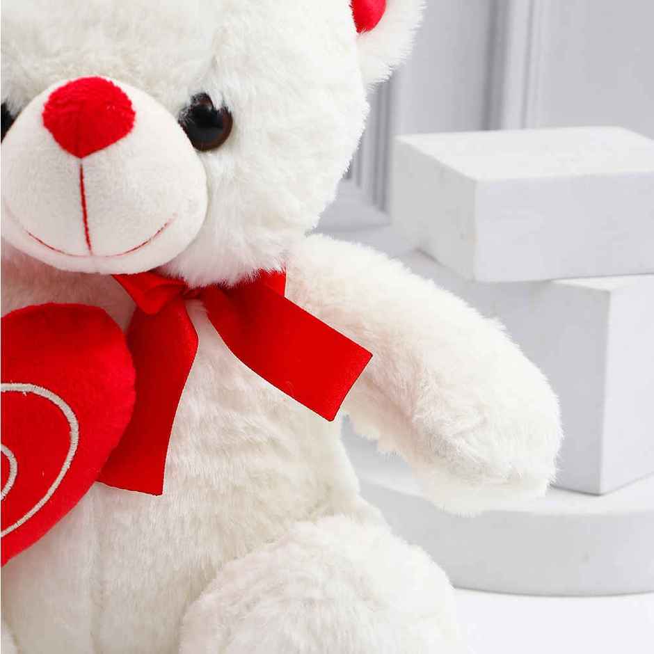 Archies White Teddy Bear with Red Heart - 30 cm